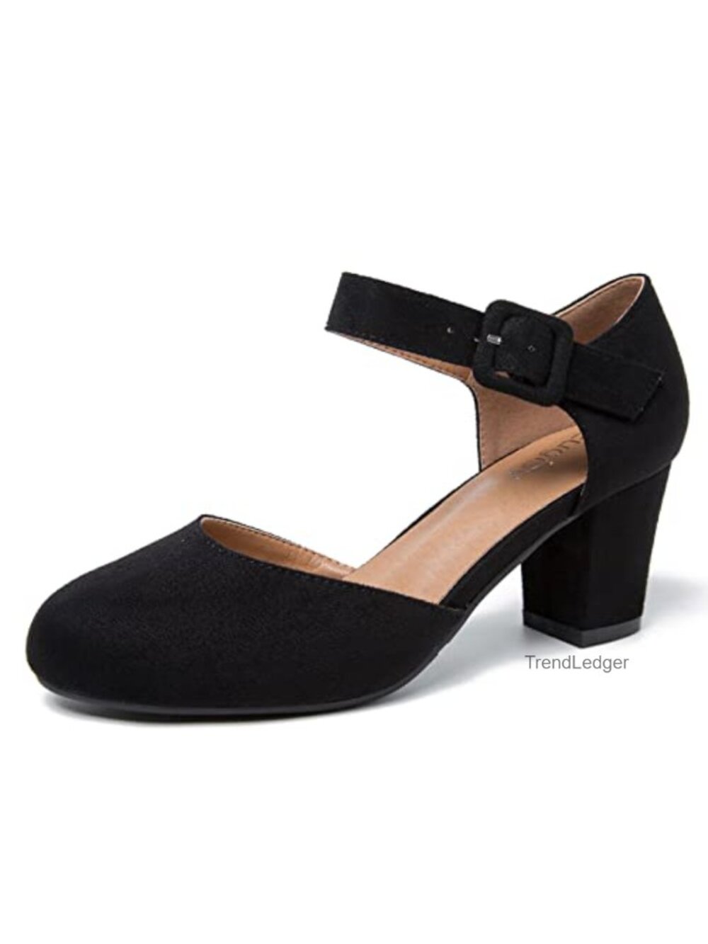 Women's Closed Toe Ankle Buckle Strap Block Heels Dress Pumps